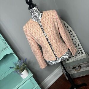 VINTAGE JG Hook Tweed Pastel Sequin Blazer Jacket Size 4 Boho Chic Preppy